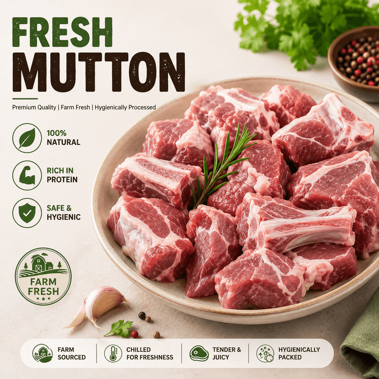 Fresh Mutton 500 Gm